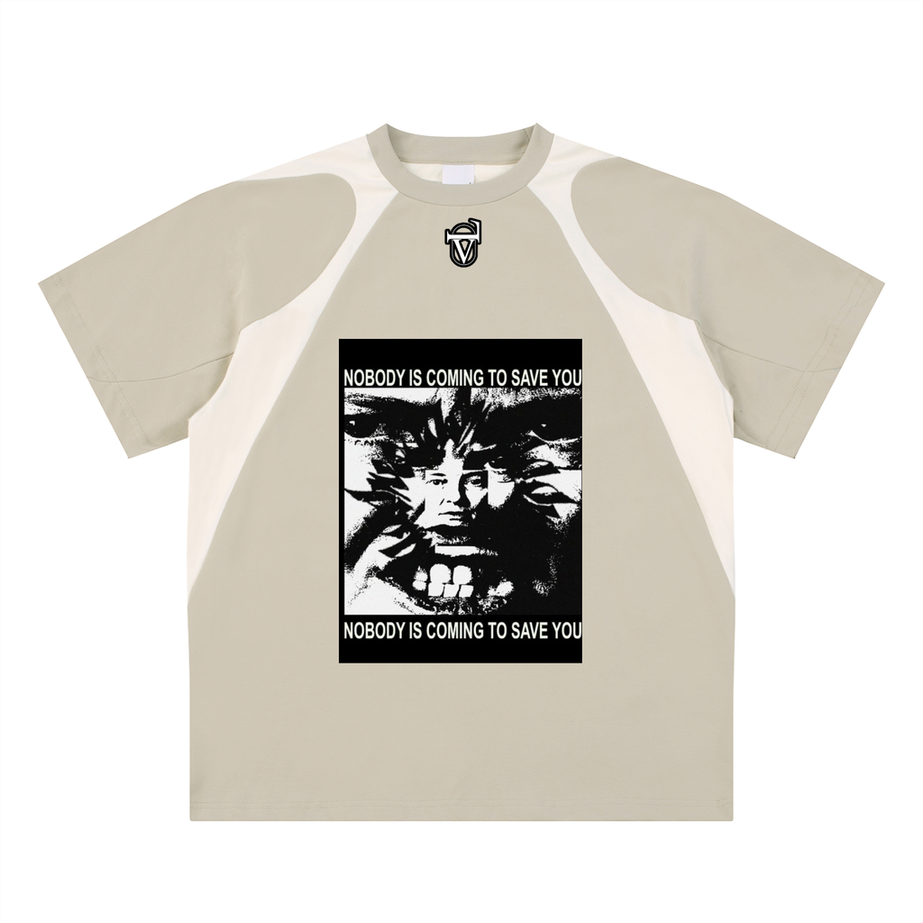 Contrast Panel Cotton T-Shirt