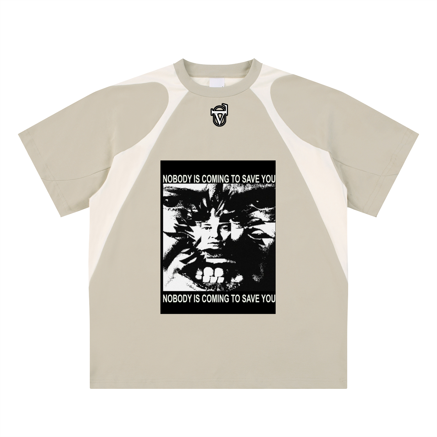 Contrast Panel Cotton T-Shirt