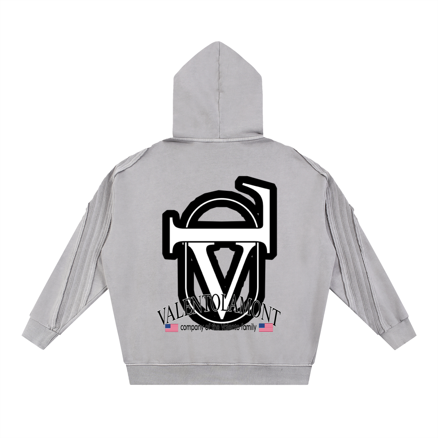 Snow Washed Tape Raw Edge Zip Hoodie