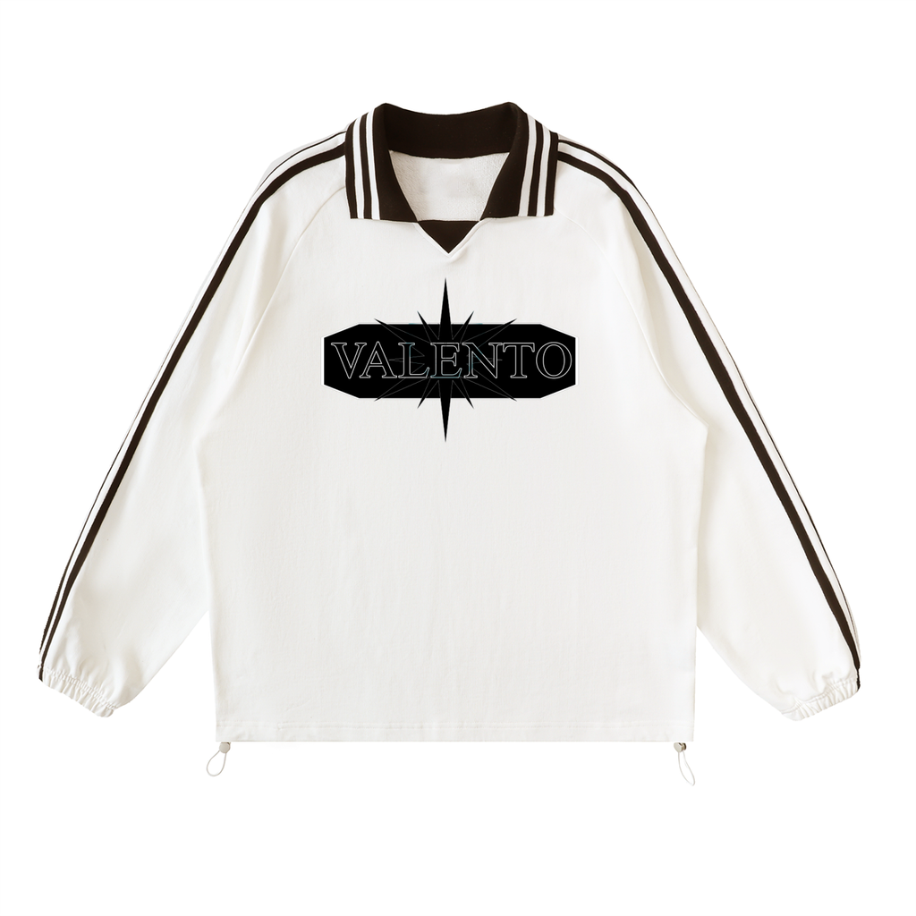 Contrast Striped Lapel Collar Sweatshirt