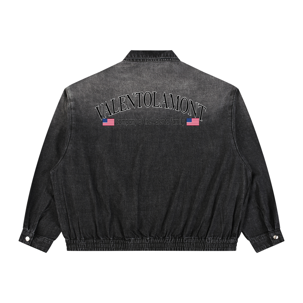 Unisex Vintage Wash Full-Zip Denim Jacket