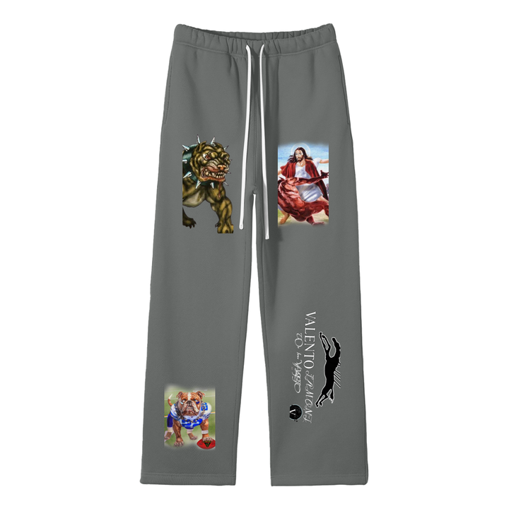 Streetwear Unisex Solid Color Fleece Straight Leg Pants
