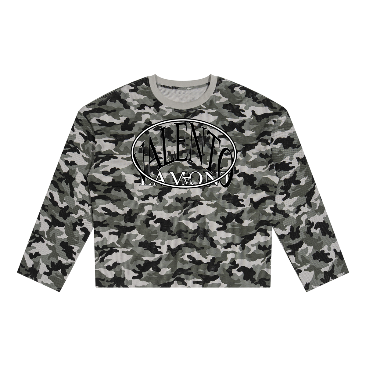 Unisex Camo Waffle Raw Edge T-Shirt
