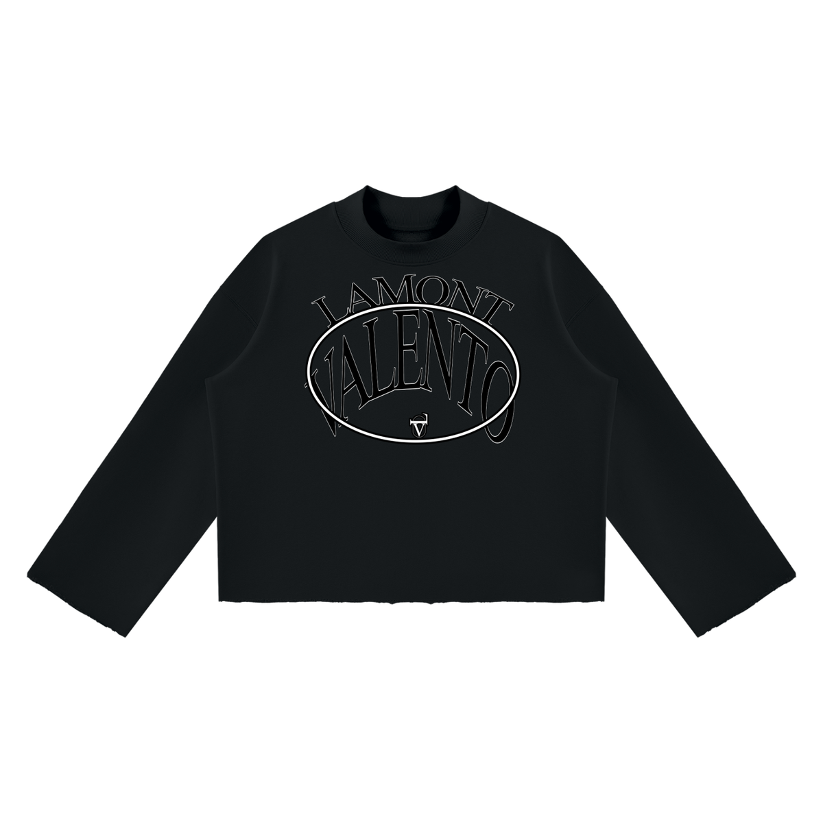 V Mock Neck Raw Edge Boxy Sweatshirt