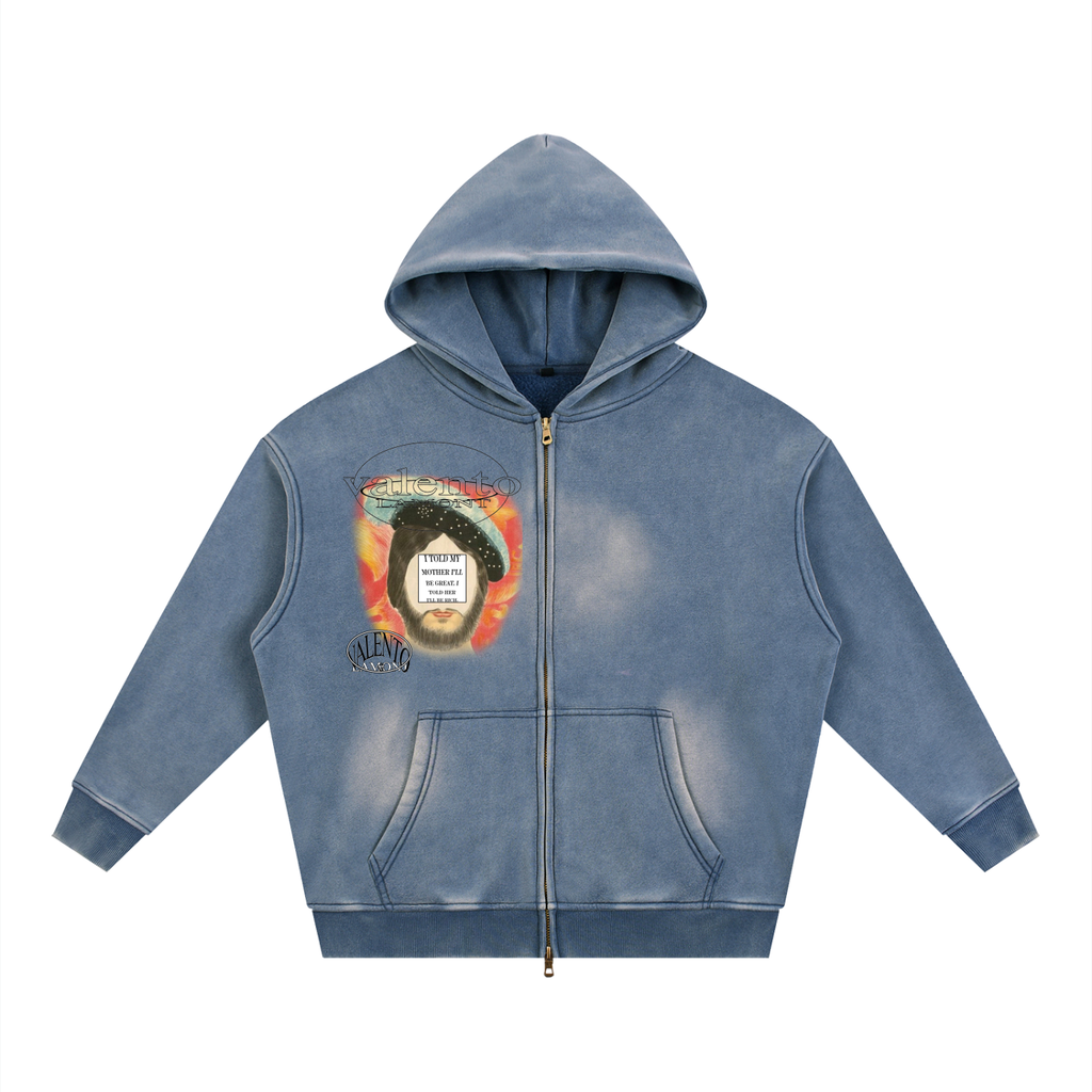 Sunfade Two-way Zipper Boxy Fleece Hoodie