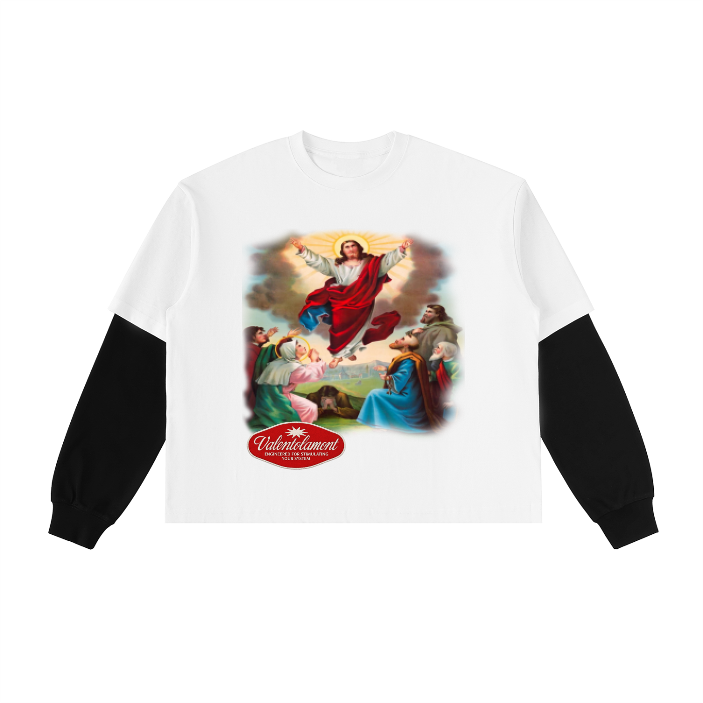 Layered Contrast Sleeve Cotton T-Shirt