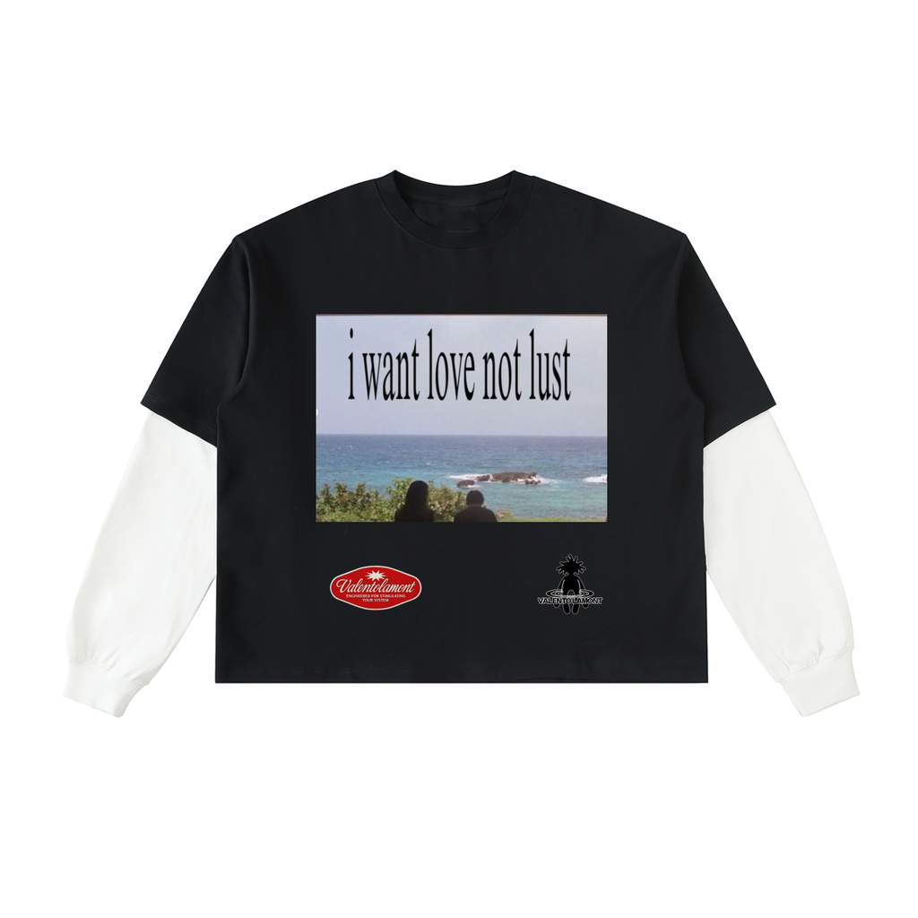 Layered Contrast Sleeve Cotton T-Shirt