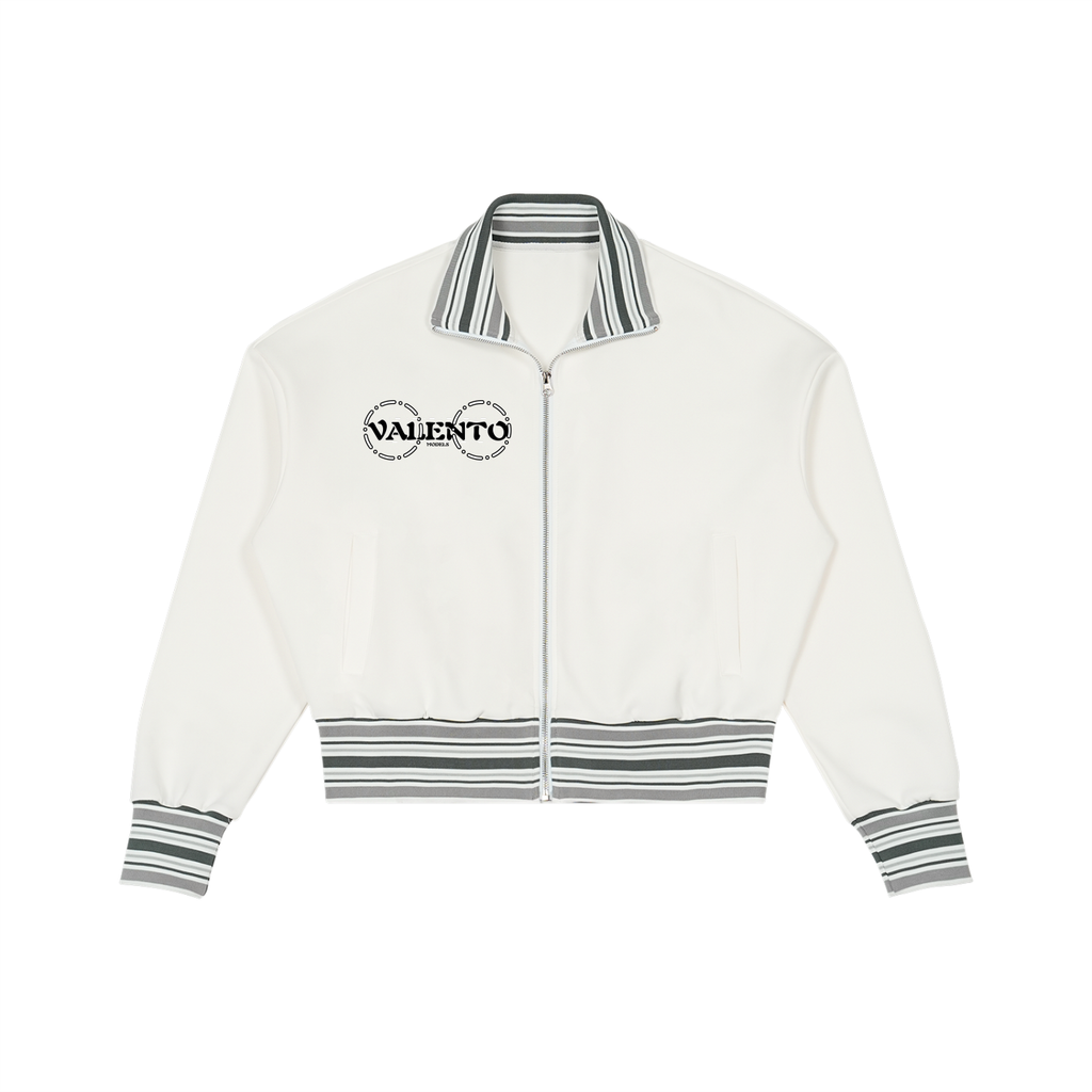 Striped Rib Collar Zip Jacket