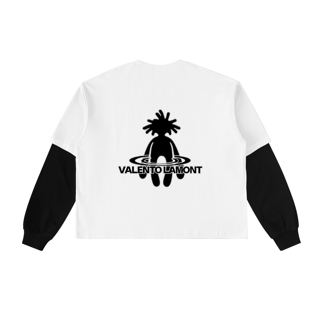 Layered Contrast Sleeve Cotton T-Shirt