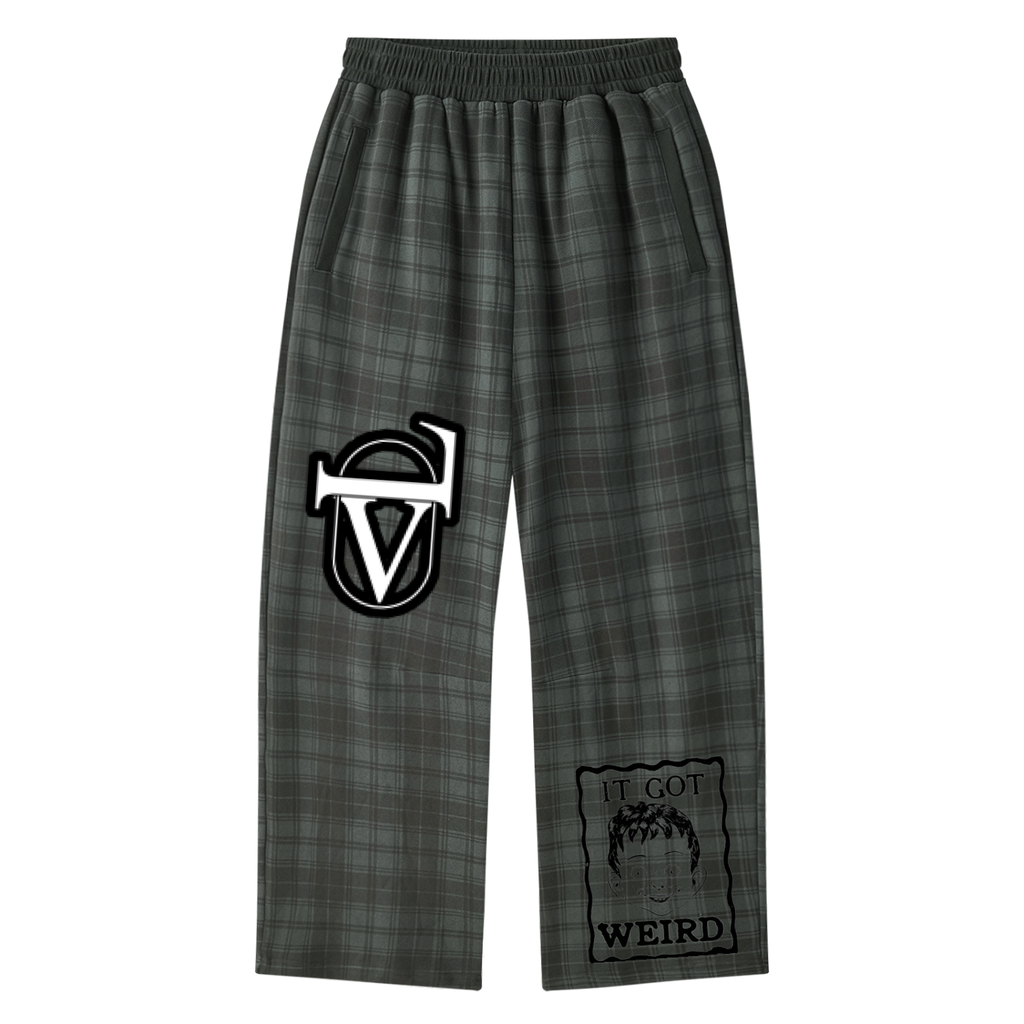 V Plaid Straight Leg Pants