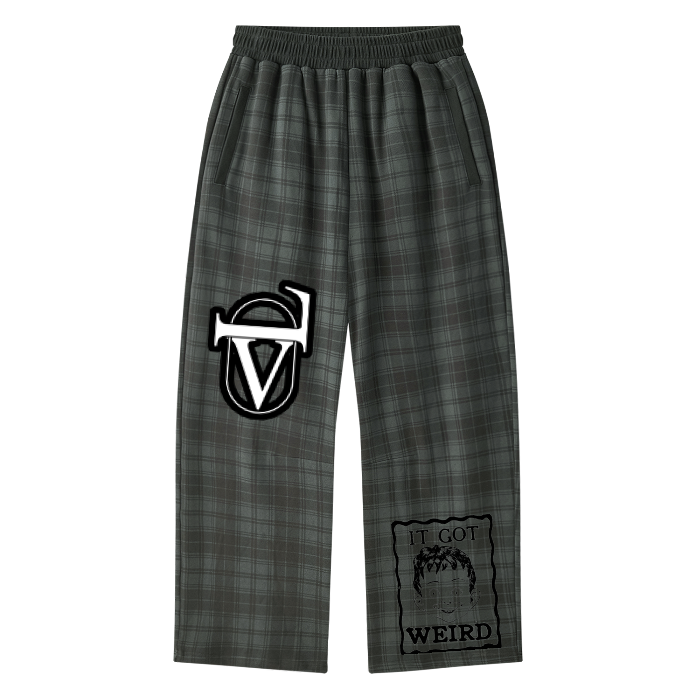 V Plaid Straight Leg Pants