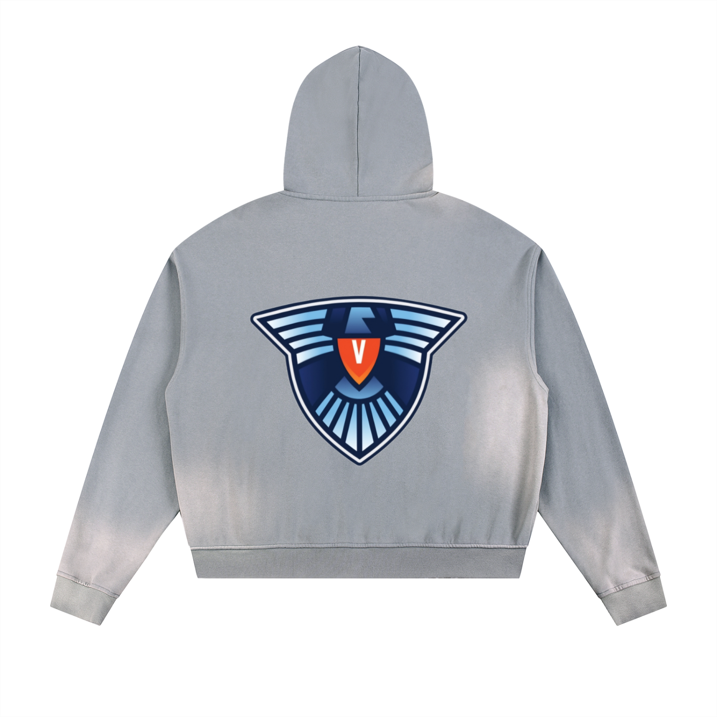 Sun Fade Frayed Raw Edge Fleece Zip Hoodie