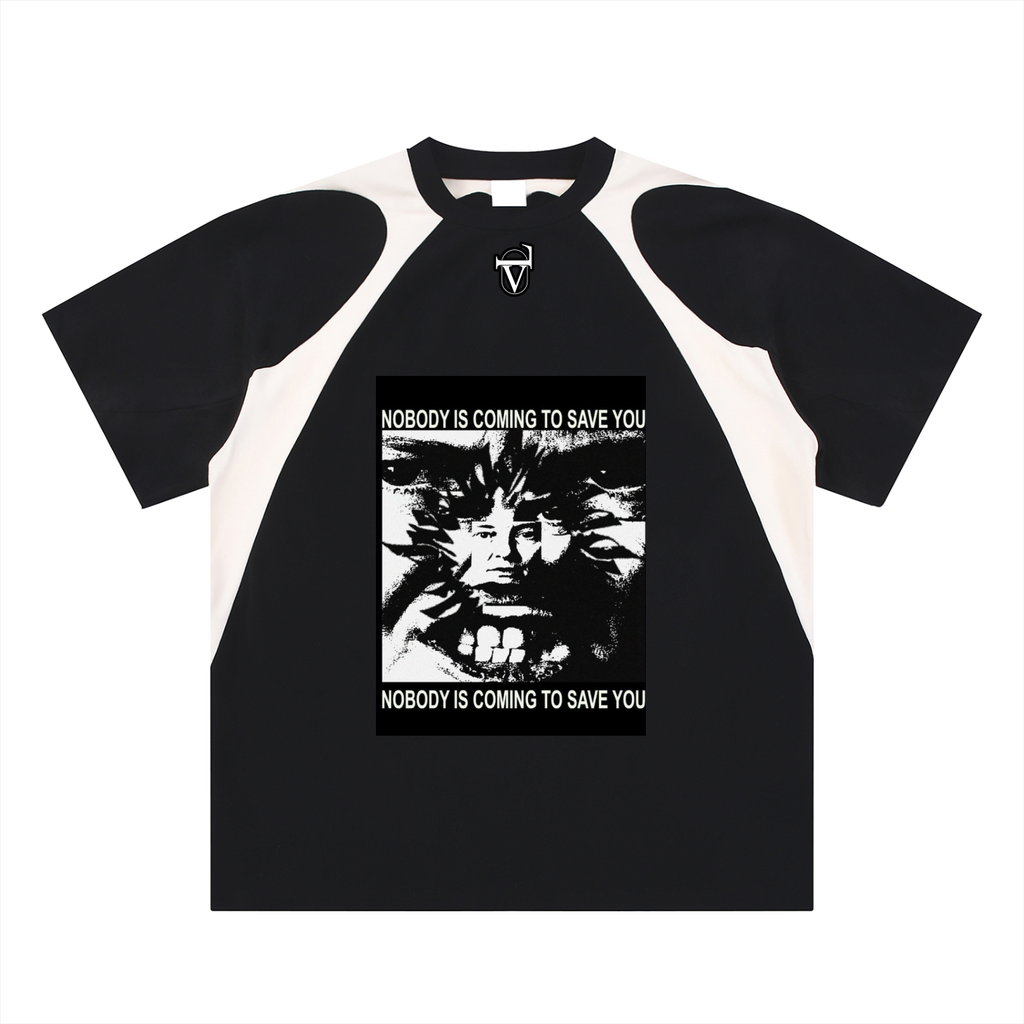 Contrast Panel Cotton T-Shirt