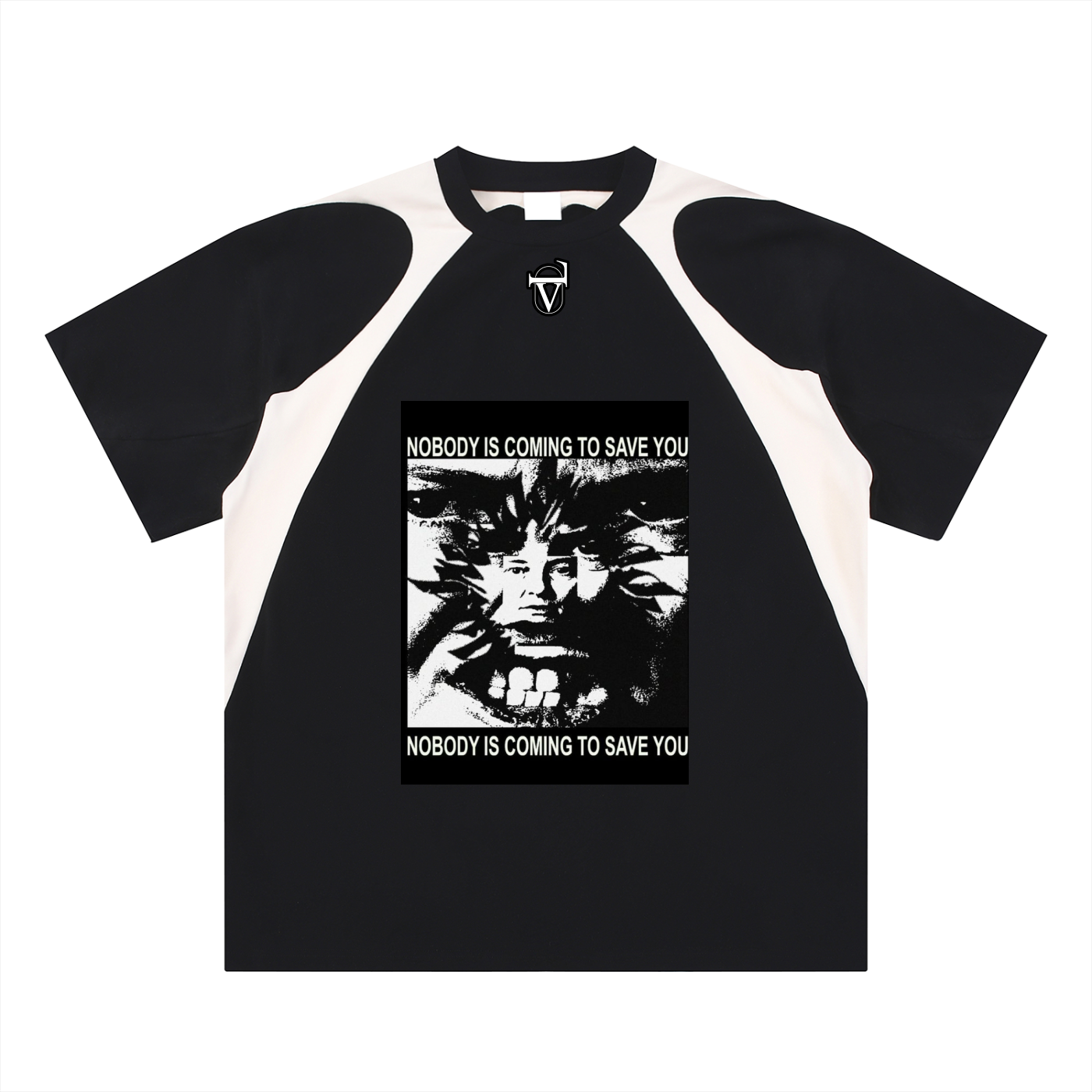 Contrast Panel Cotton T-Shirt