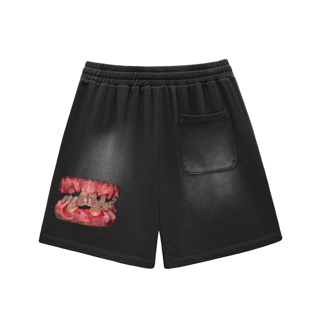 Sun Fade Raw Edge Cotton Shorts