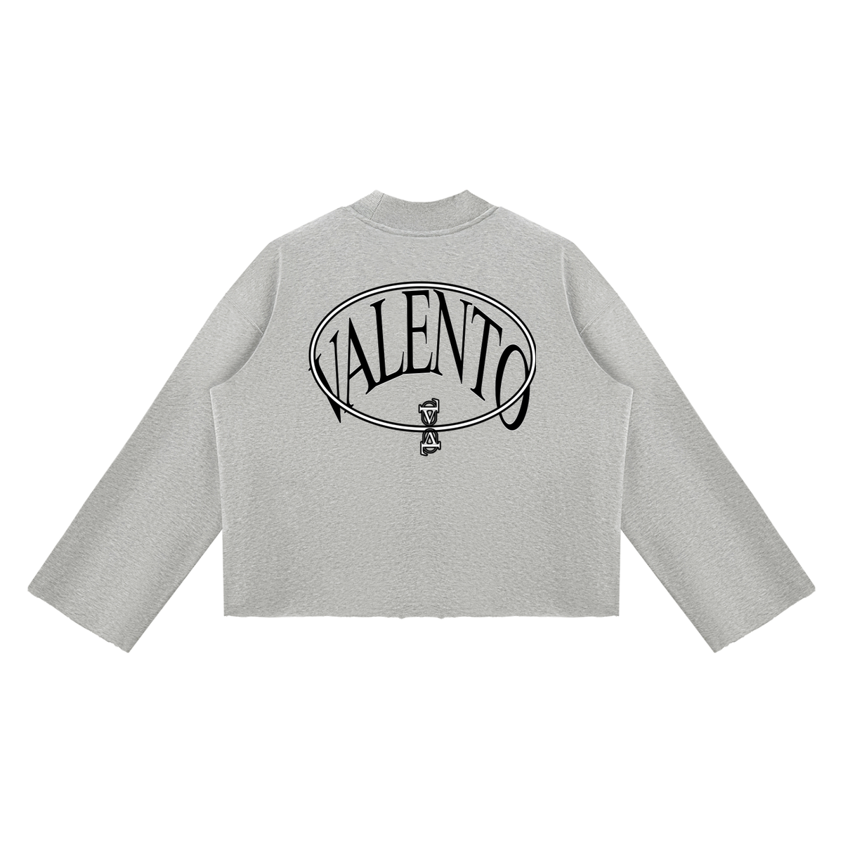 V Mock Neck Raw Edge Boxy Sweatshirt