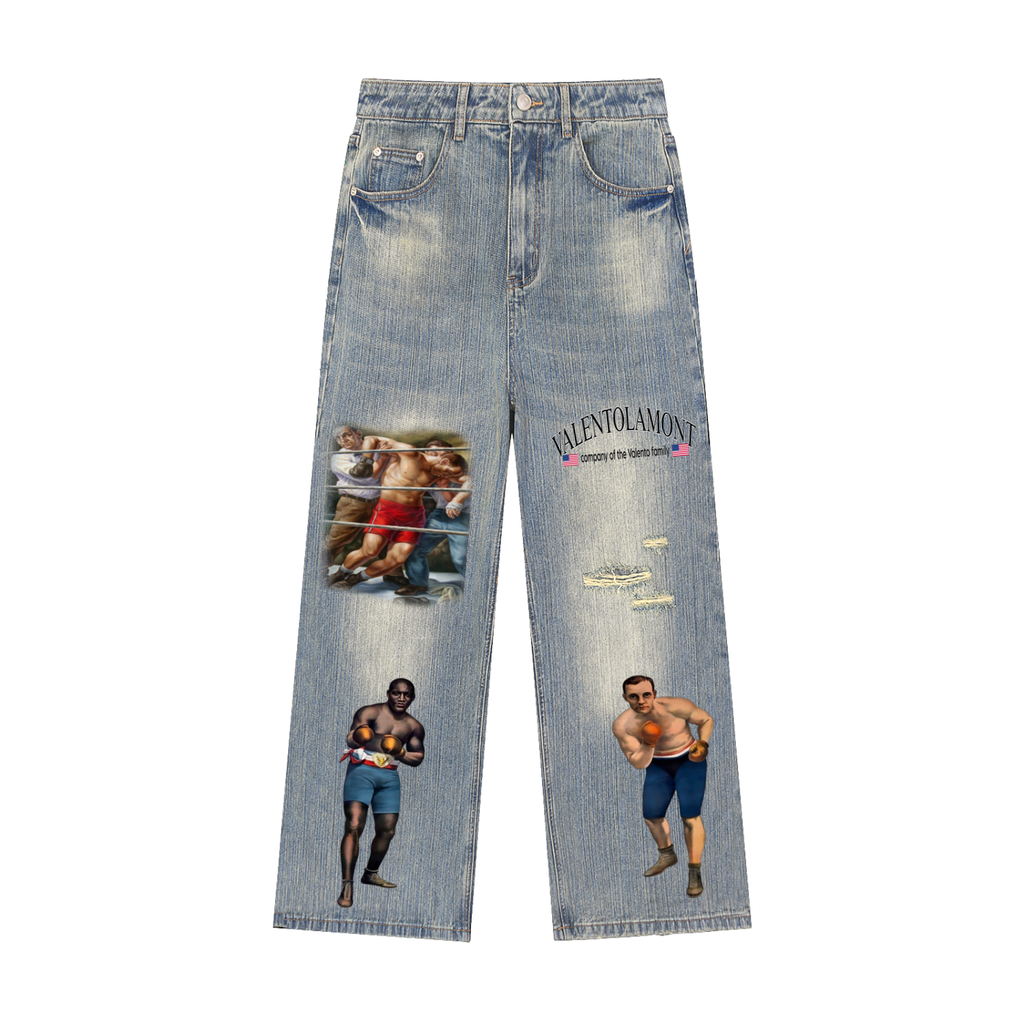 Vintage Wash Distressed Denim Jeans