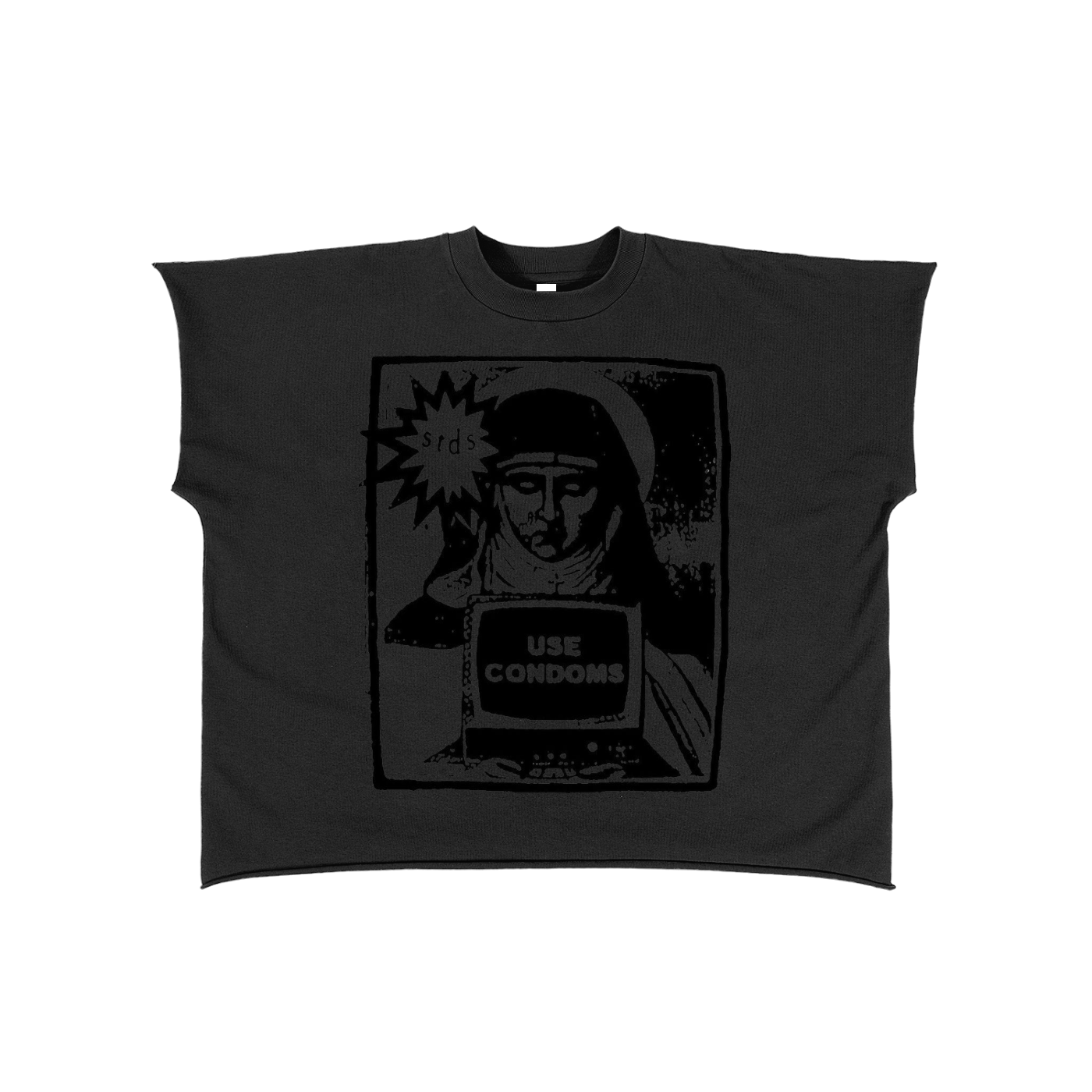Raw Edge Boxy Non-Shrink T-Shirt