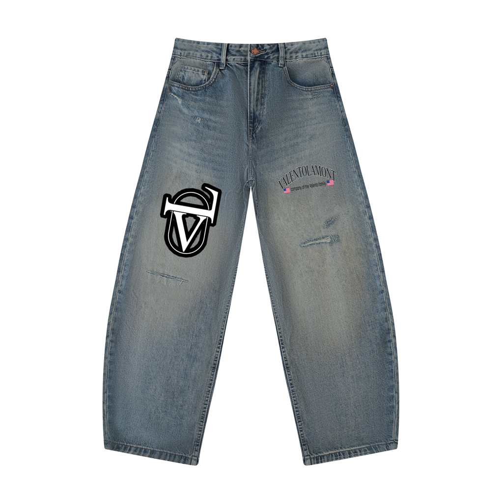Men's Distressed Barrel Leg Jeans