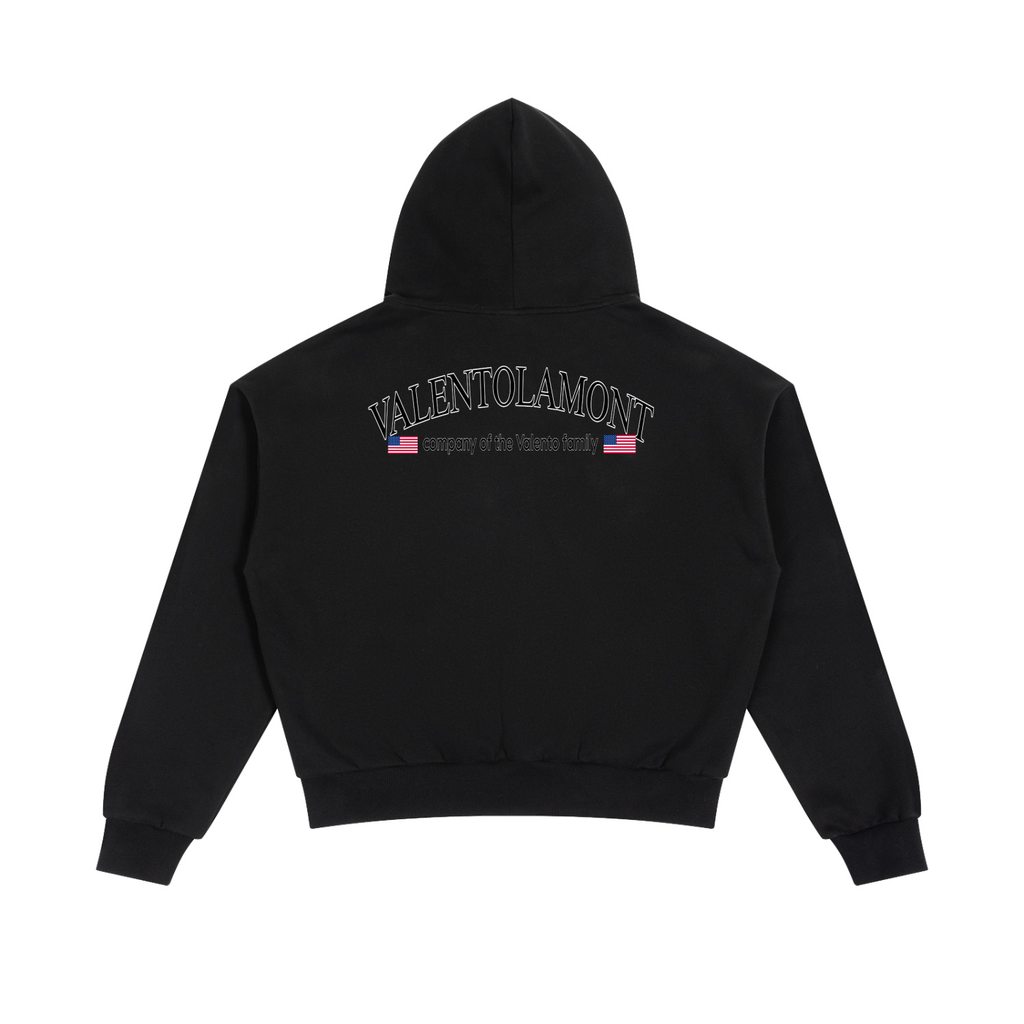 V Boxy Fleece Piping Full Zip Hoodie