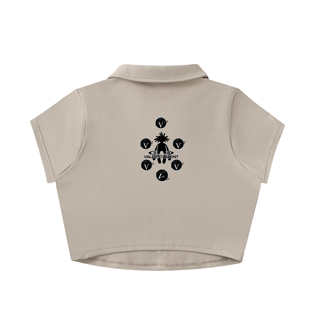 V-Neck Lapel Crop Top