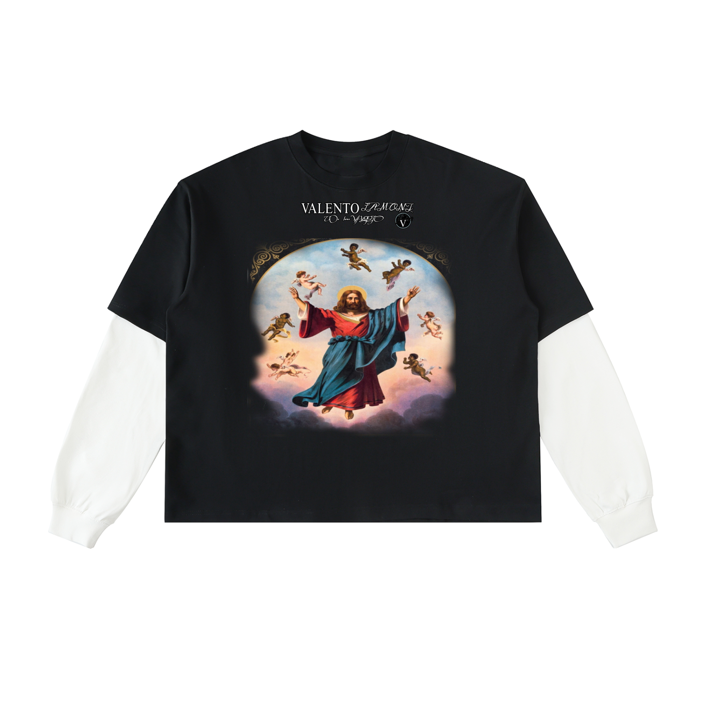 Layered Contrast Sleeve Cotton T-Shirt