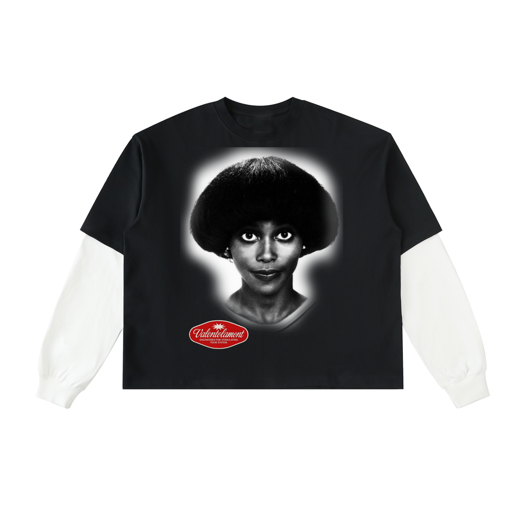 Layered Contrast Sleeve Cotton T-Shirt