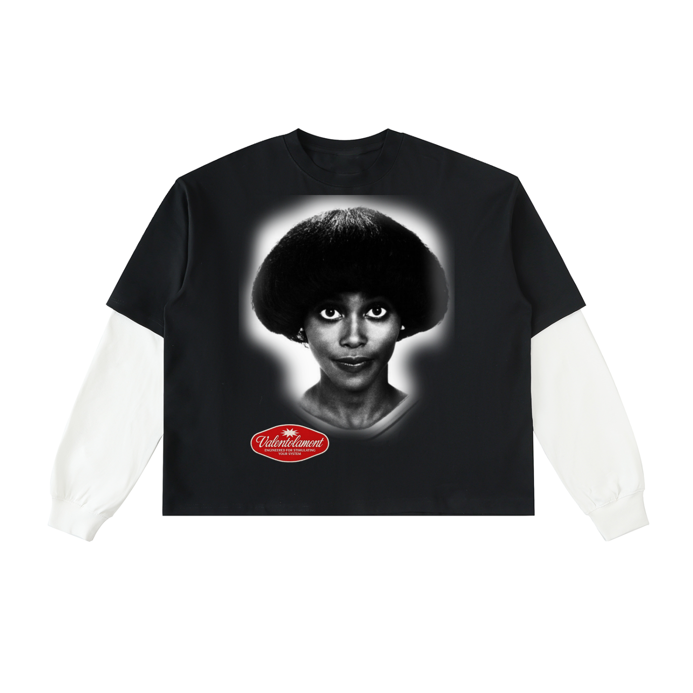 Layered Contrast Sleeve Cotton T-Shirt