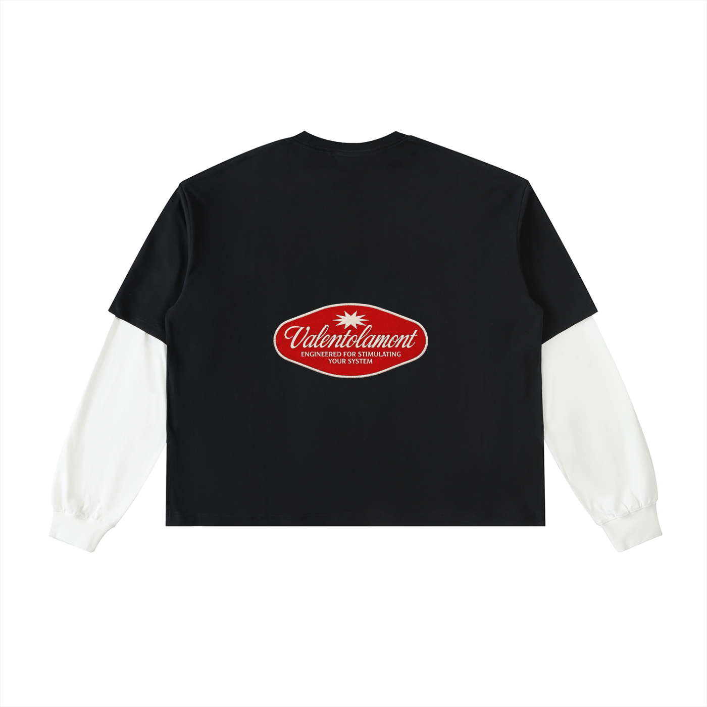 Layered Contrast Sleeve Cotton T-Shirt