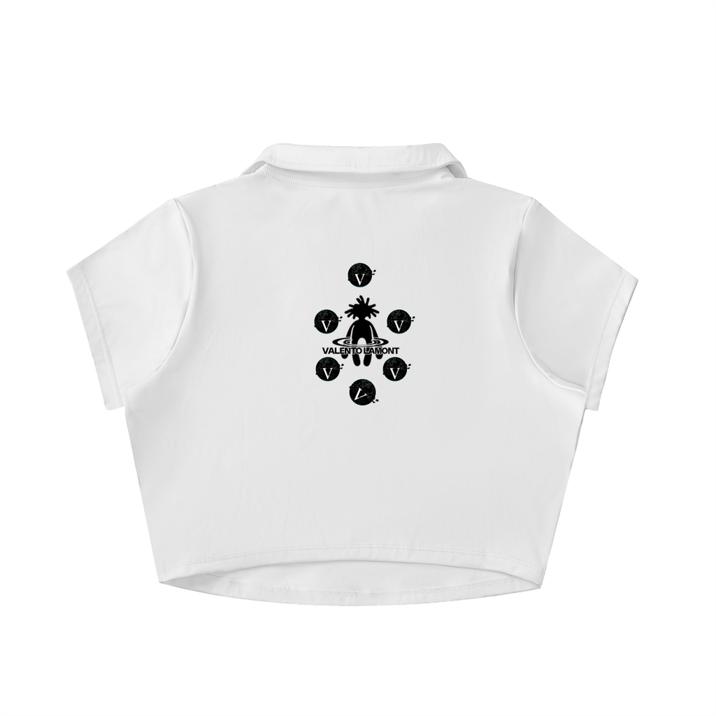 V-Neck Lapel Crop Top