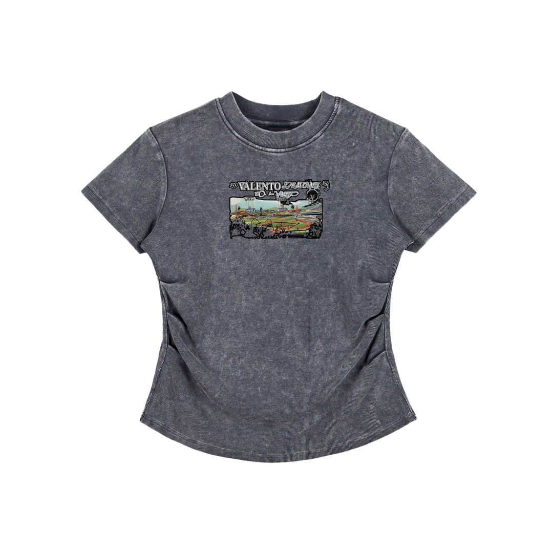 Vintaged-Wash Bodycon Cotton T-Shirt