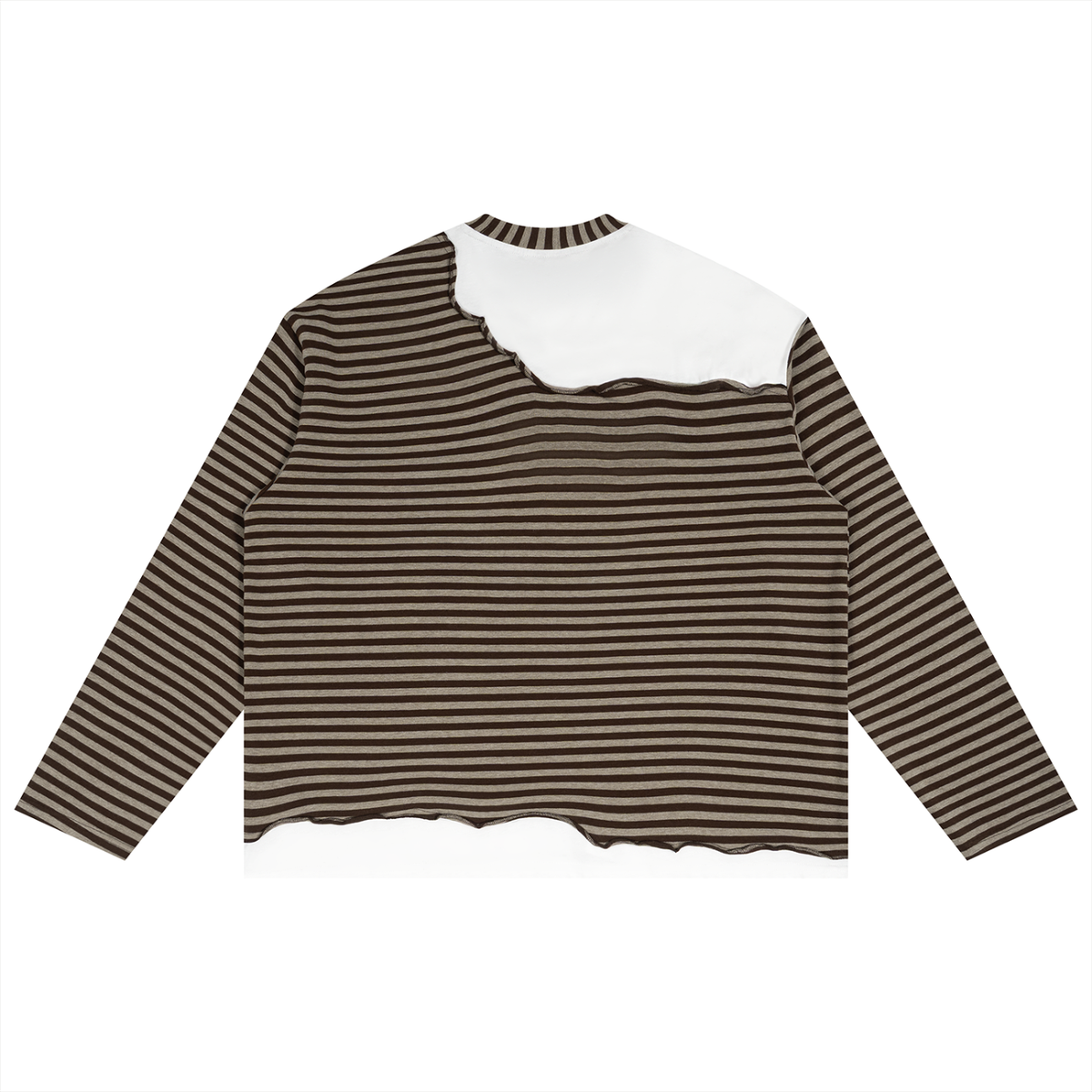V Striped Panel Boxy Long Sleeve T-Shirt