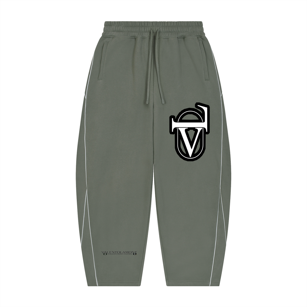 Unisex Piping Fleece Barrel Leg Sweatpants