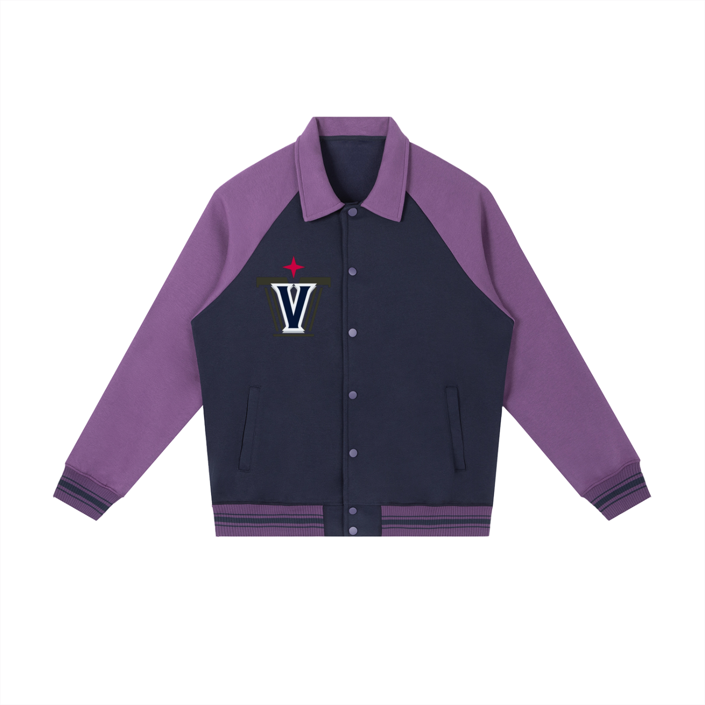 Contrast Raglan Sleeve Baseball Jacket