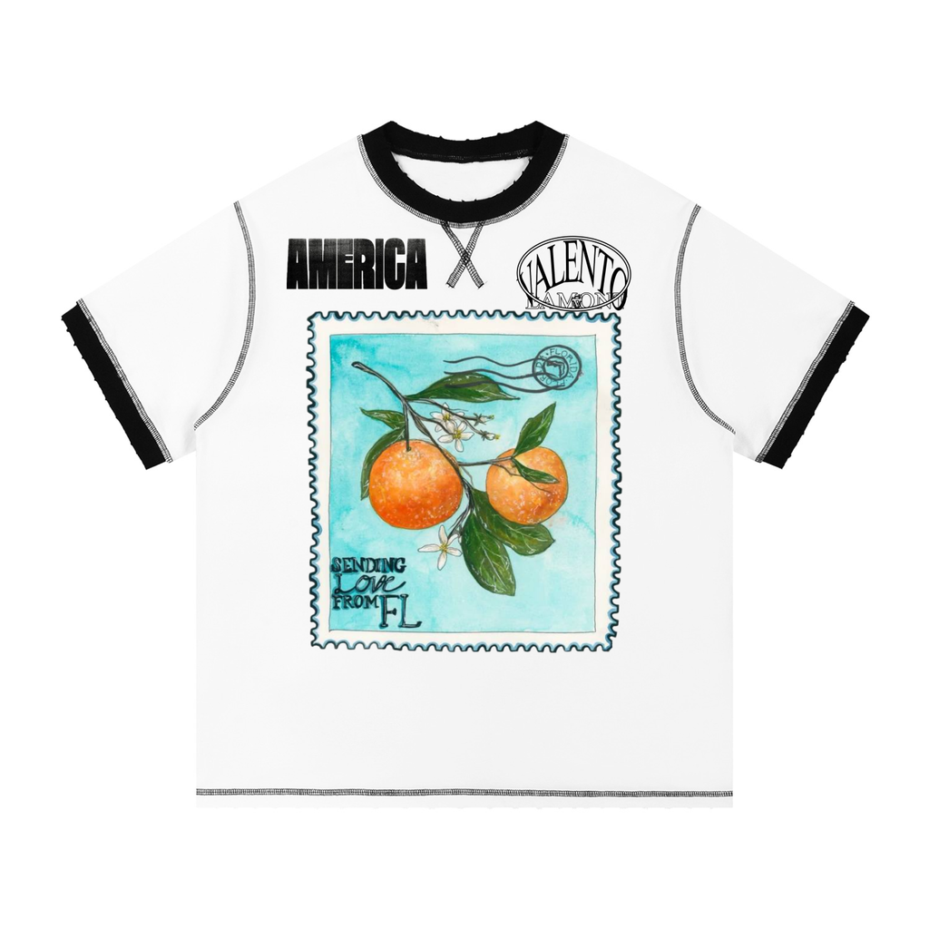 V FLORIDA Contrast-Stitched Ringer T-Shirt