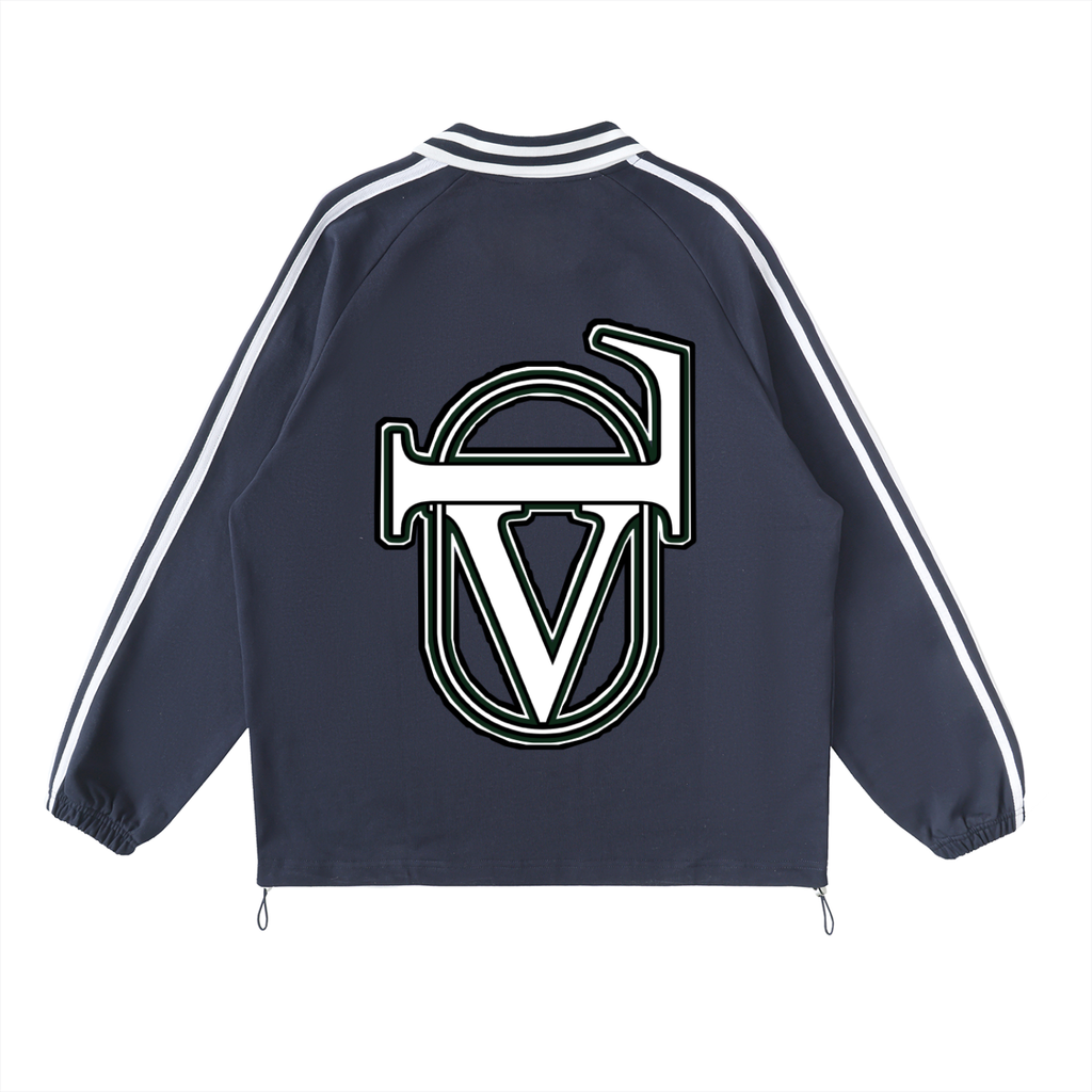 Contrast Striped Lapel Collar Sweatshirt