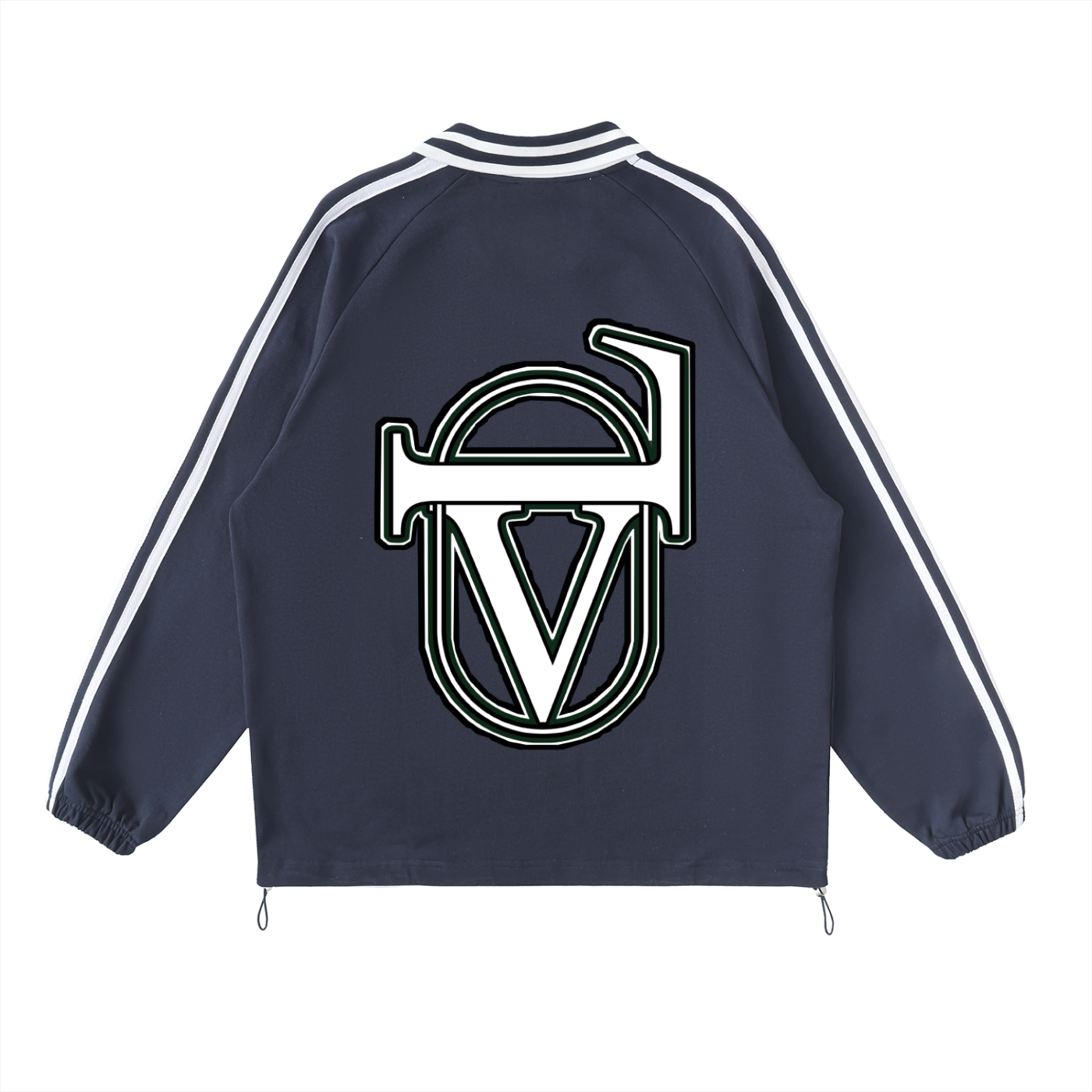 Contrast Striped Lapel Collar Sweatshirt