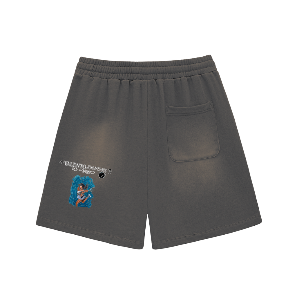 Sun Fade Raw Edge Cotton Shorts