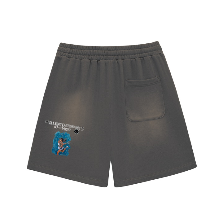 Sun Fade Raw Edge Cotton Shorts
