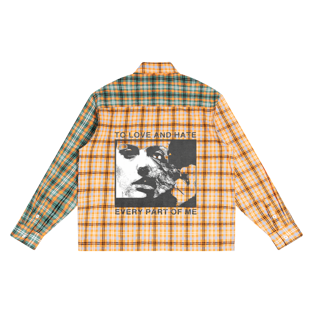 Unisex Oversized Plaid Color Block Shirt