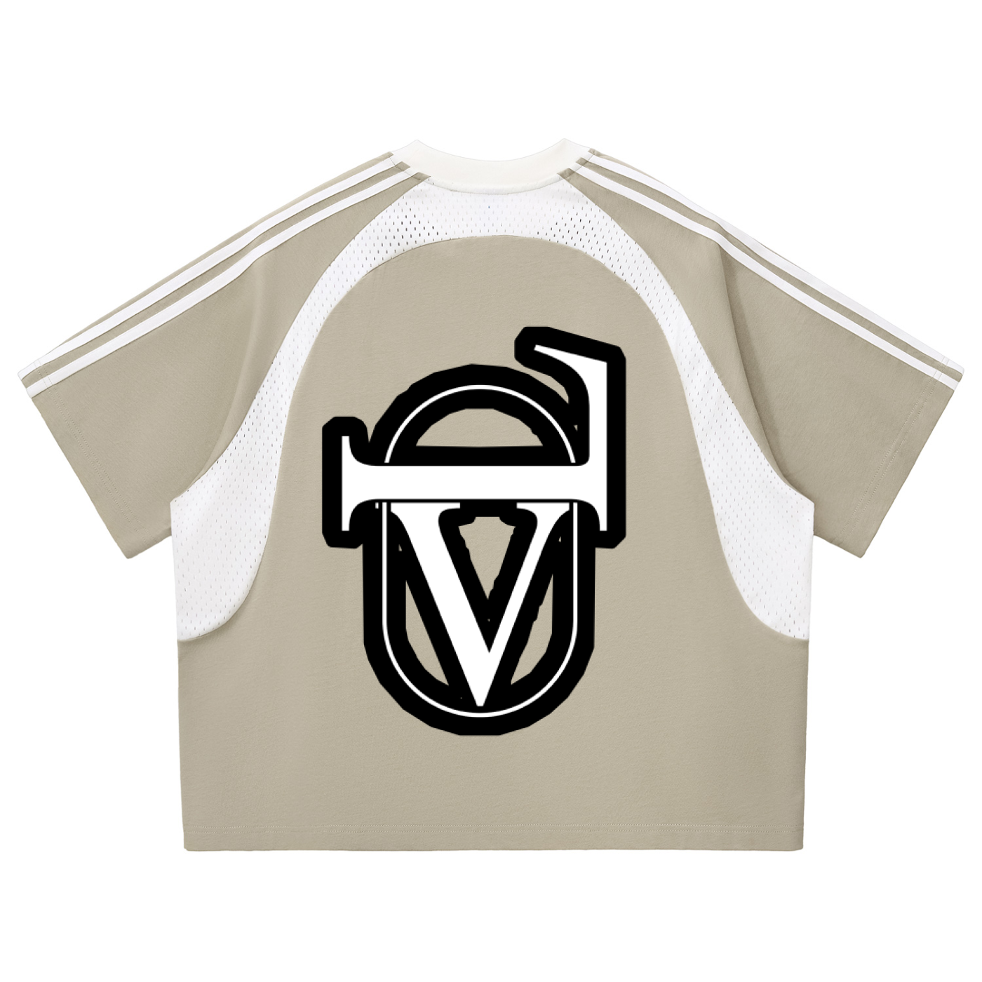 Contrast Stripes Panel Mesh T-shirt