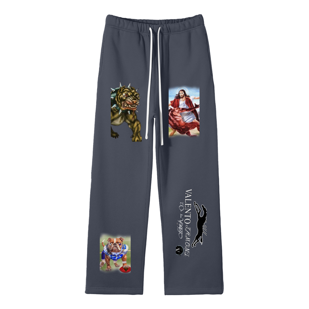Streetwear Unisex Solid Color Fleece Straight Leg Pants