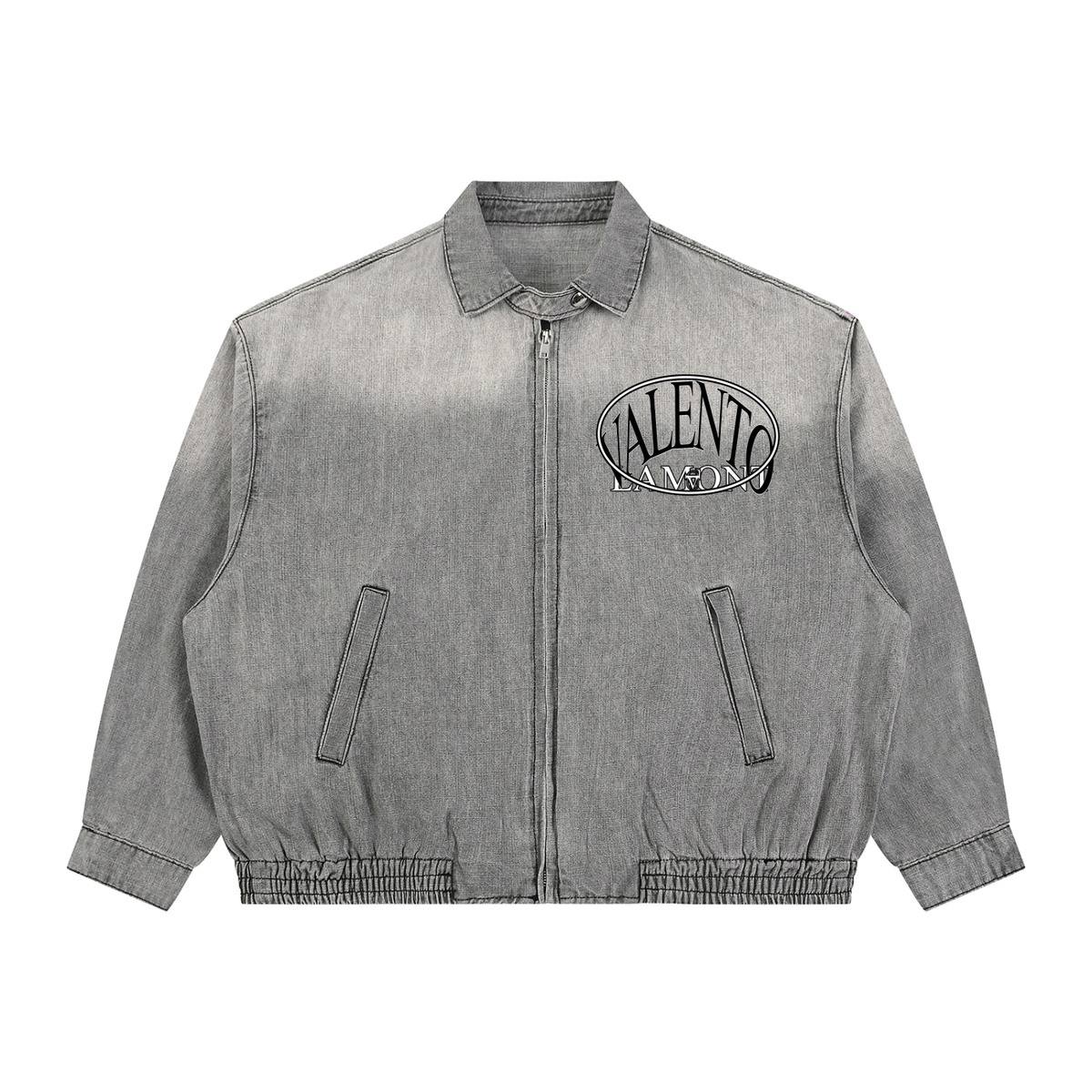 Unisex Vintage Wash Full-Zip Denim Jacket