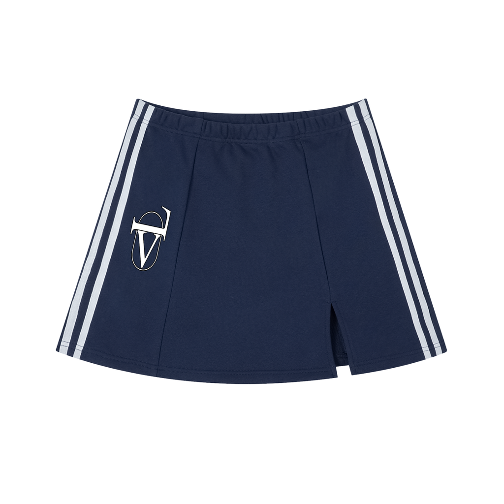 Contrast Side Stripe Slit Skirt