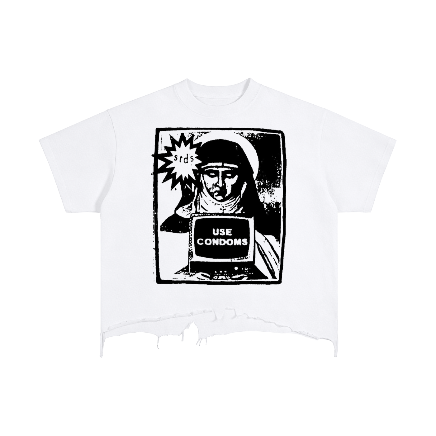 Vintage Wash Boxy Distressed Hem T-Shirt