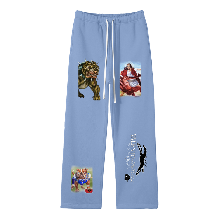 Streetwear Unisex Solid Color Fleece Straight Leg Pants