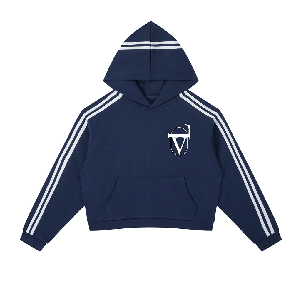 Contrast Side Stripe Cropped Hoodie