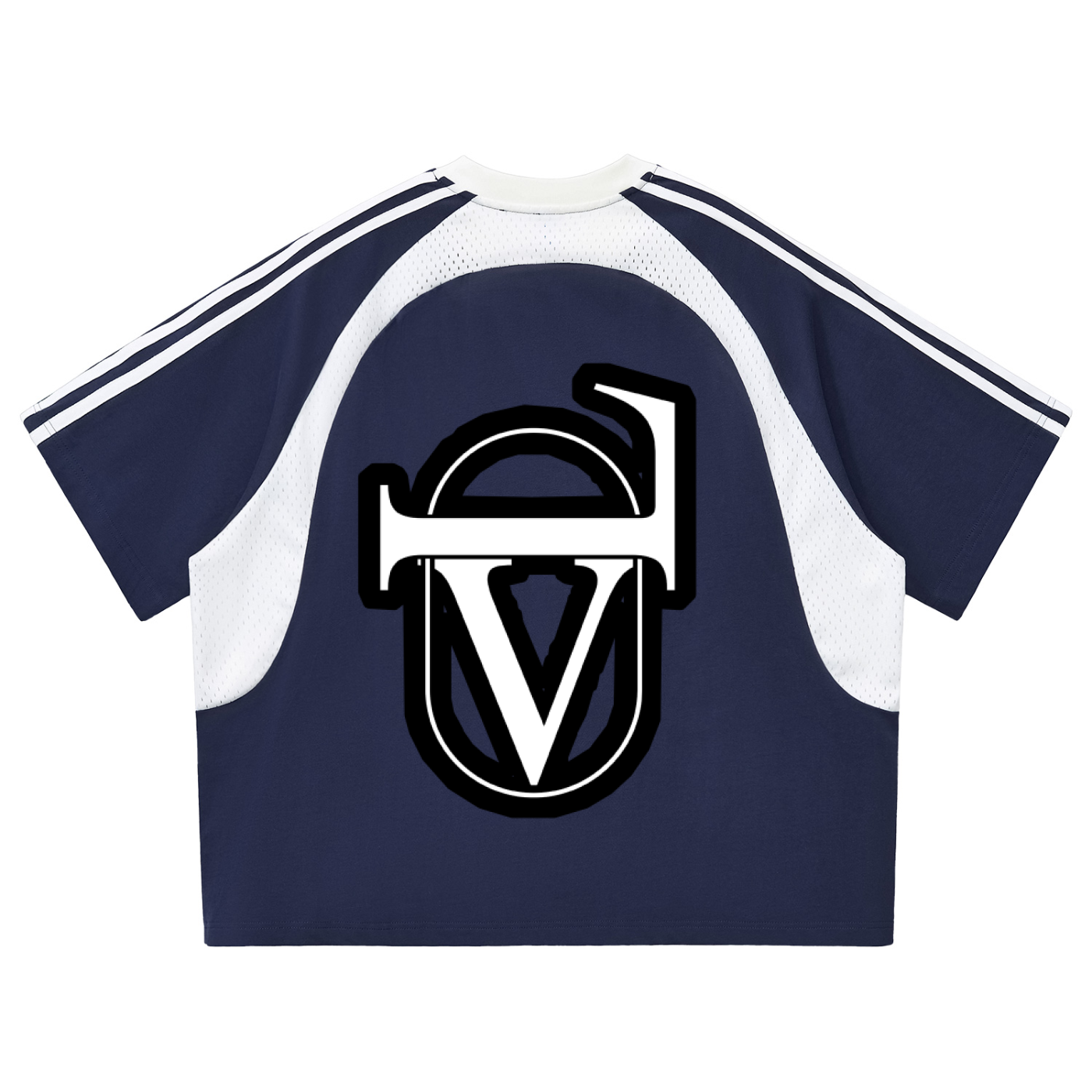 Contrast Stripes Panel Mesh T-shirt