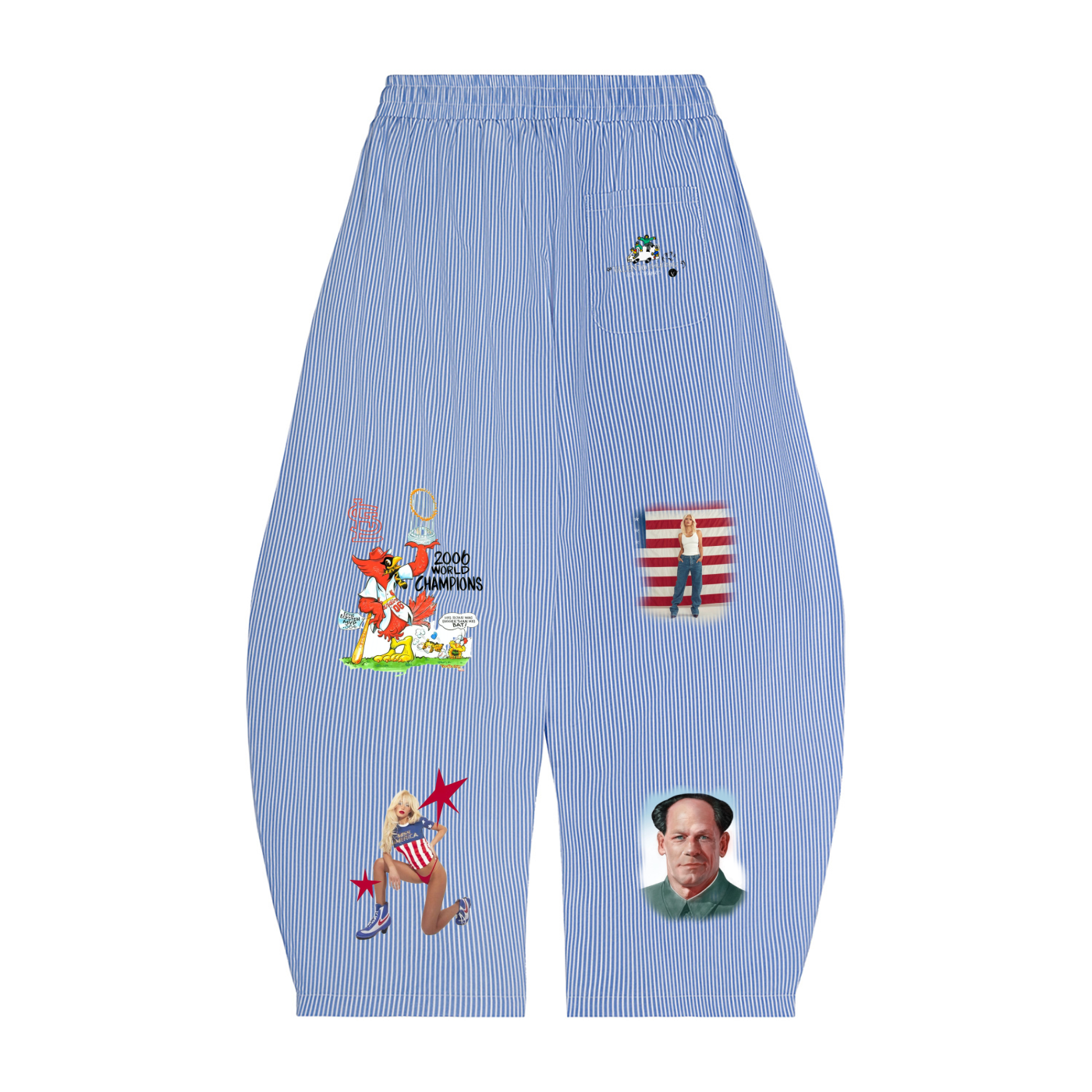 Vertical Stripe Drawstring Barrel Pants