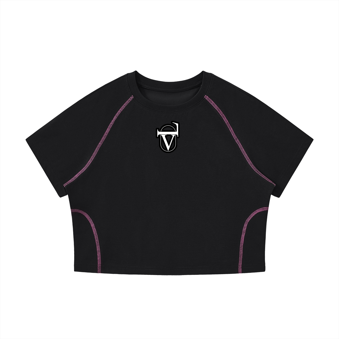 Women's Contrast Stitch Raglan Crop T-Shirt